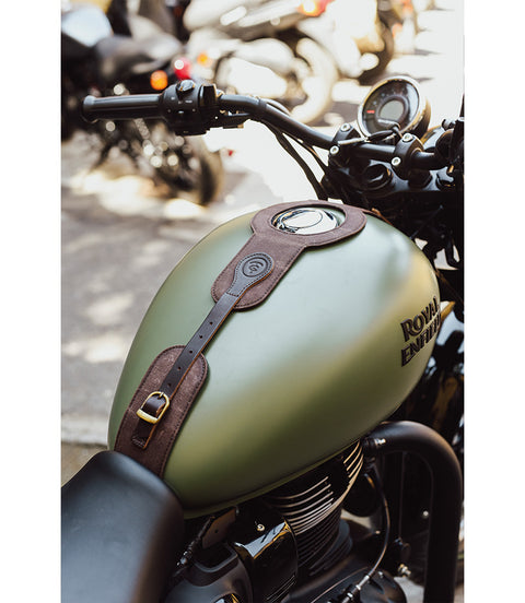 Paraserbatoio con Borsa Meteor 350 Cafe Twin x Trip Machine Marrone - cafetwin