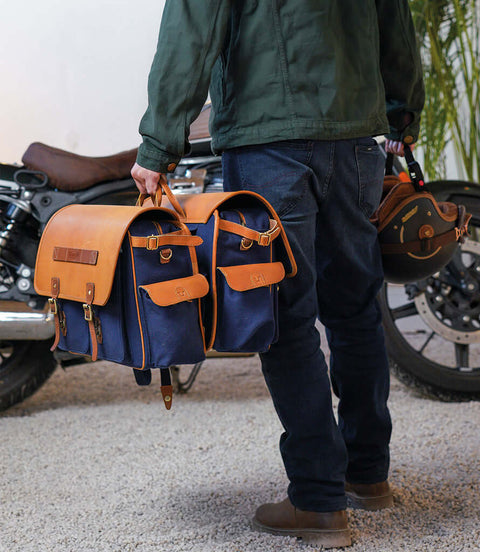 Borsa Laterale Super Meteor 650 - Expedition Blue con Staffe - cafetwin