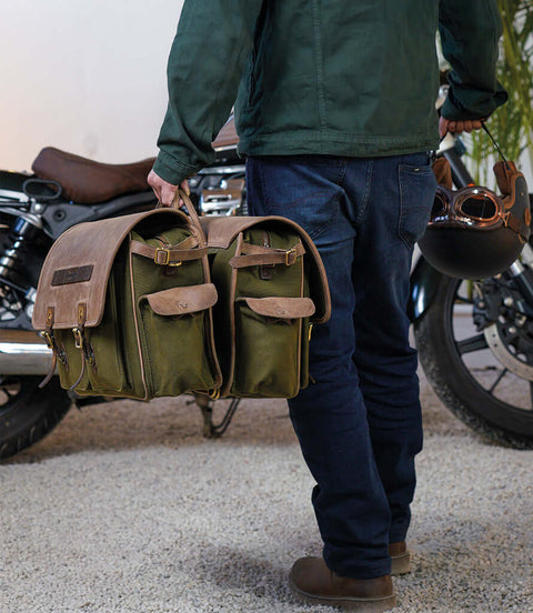 Sac latéral Super Meteor 650 - Vert expédition avec supports