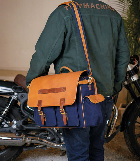 Borsa Laterale Super Meteor 650 - Expedition Blue con Staffe - cafetwin