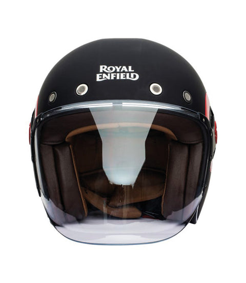 Casco Jet Royal Enfield Spirit Matte Black / Red - cafetwin