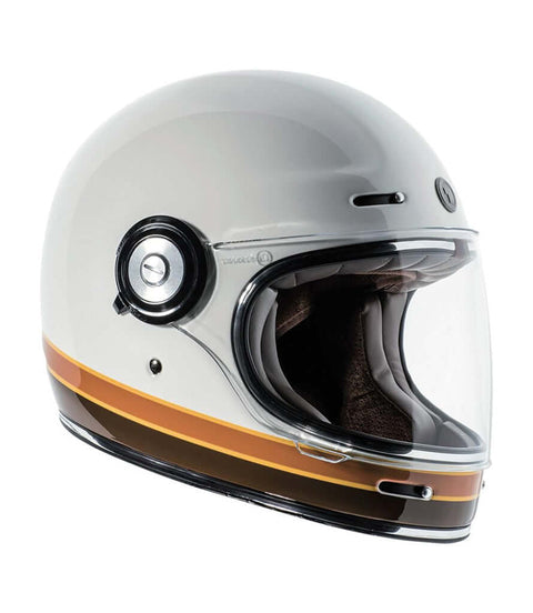 Casco Moto Vintage T-1 Torc White Iso Bar