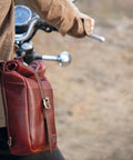 Borsa Moto Laterale Vintage Rossa Trip Machine