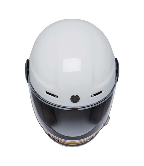 Casco Moto Vintage T-1 Torc White Iso Bar - cafetwin