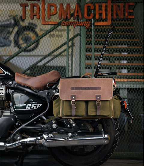 Sac latéral Super Meteor 650 - Vert expédition avec supports