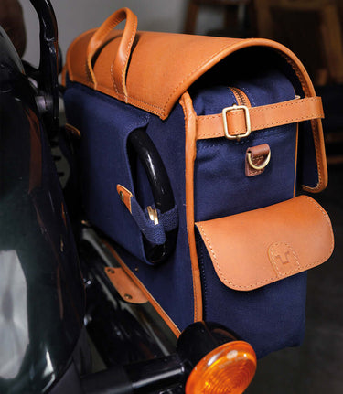 Saddlebag Expedition Blue with Brackets - cafetwin