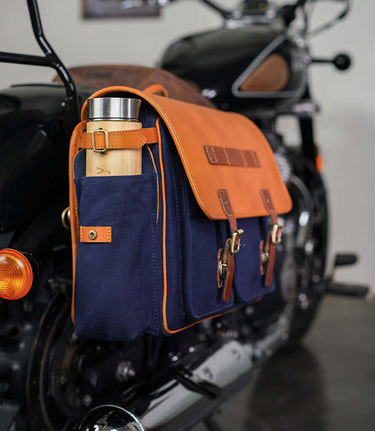 Saddlebag Expedition Blue with Brackets - cafetwin