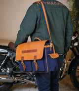 Saddlebag Expedition Blue with Brackets - cafetwin