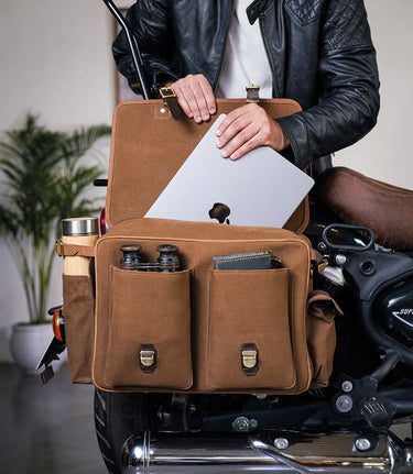 Saddlebag Expedition Brown with Brackets - cafetwin