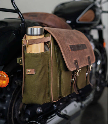 Saddlebag Expedition Green with Brackets - cafetwin