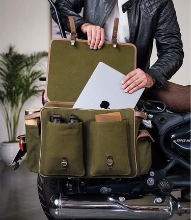 Saddlebag Expedition Green with Brackets - cafetwin