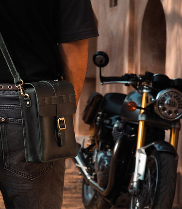 Saddlebag Universal Motorcycle Sling Bag Green - cafetwin