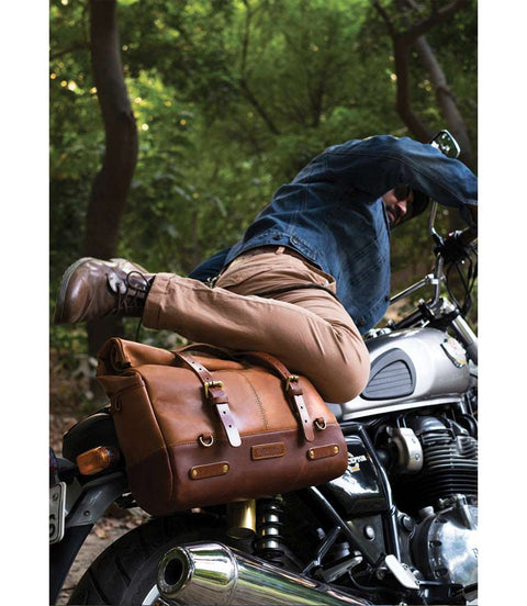 Borsa Laterale Moto Cafe Racer Trip Machine Vintage Tan