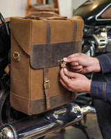Ventura Side Bag in Canvas & Leather Cafe Twin x Trip Machine Brown - cafetwin