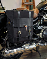 Ventura Canvas & Leather Side Bag Cafe Twin x Trip Machine Black - cafetwin