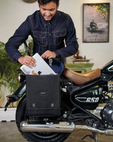 Ventura Canvas & Leather Side Bag Cafe Twin x Trip Machine Black - cafetwin