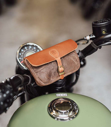 Motorcycle Handlebar Bag - Cafe Twin x Trip Machine - Cognac - cafetwin
