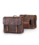 Legacy Leather Side Motorcycle Bag - Brown - cafetwin