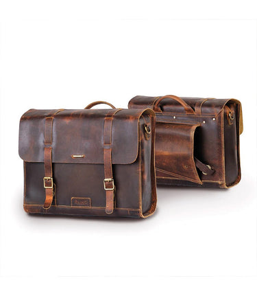 Legacy Leather Side Motorcycle Bag - Brown - cafetwin