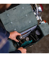 Legacy Leather Side Motorcycle Bag - Green - cafetwin