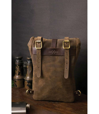 Brown Motorcycle Side Bag Vintage - Trip Machine - cafetwin