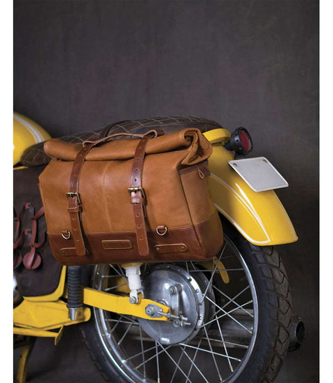 Borsa Laterale Moto Cafe Racer Trip Machine Vintage Tan