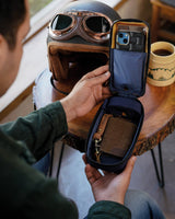 Trip Machine Navigator Blue Tan Magnetic Tank Bag - cafetwin