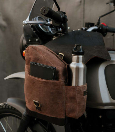 Borse Frontali per Himalayan 410 - Cafe Twin x Trip Machine - Marroni - cafetwin