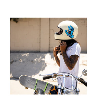 Casco Biltwell Gringo Santa Cruz Handmade Helmet Vintage White - cafetwin