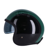 Roeg Sundown Vintage Black Green Jet Helmet with Goggles - cafetwin