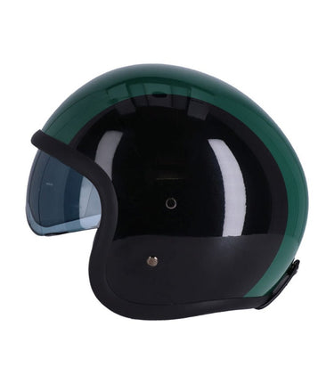 Roeg Sundown Vintage Black Green Jet Helmet with Goggles - cafetwin