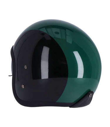 Roeg Sundown Vintage Black Green Jet Helmet with Goggles - cafetwin