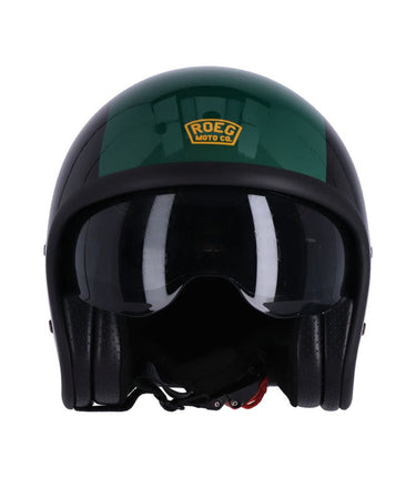 Helmet Jet with Roeg Sundown Goggles Vintage Black Green - cafetwin