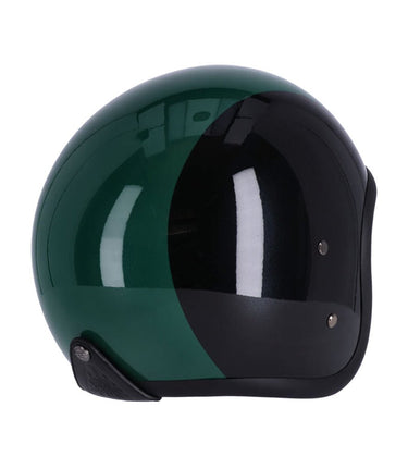 Roeg Sundown Vintage Black Green Jet Helmet with Goggles - cafetwin