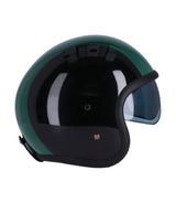 Roeg Sundown Vintage Black Green Jet Helmet with Goggles - cafetwin