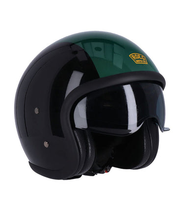 Helmet Jet with Roeg Sundown Goggles Vintage Black Green - cafetwin