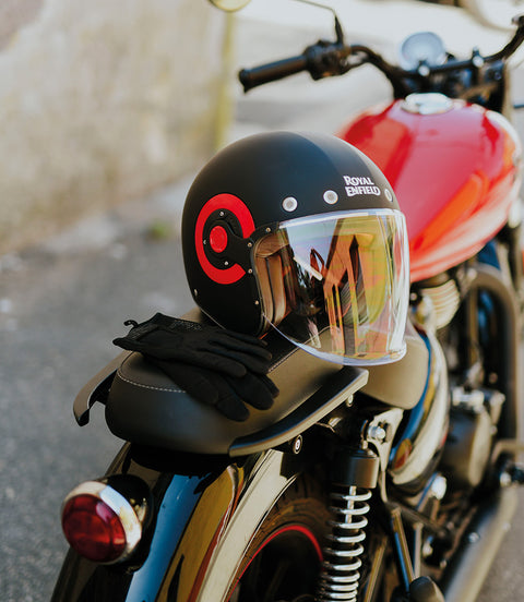 Casco Jet Royal Enfield Spirit Matte Black / Red - cafetwin