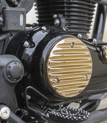 Motorabdeckung 'Ribbed' Gold Rechts für Honda - cafetwin