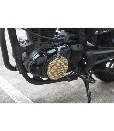 Motordeckel 'Ribbed' Gold Links für Honda - cafetwin