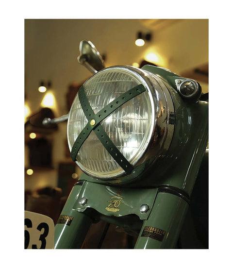 Croce Faro Moto Cafe Racer in Pelle Verde Perforata