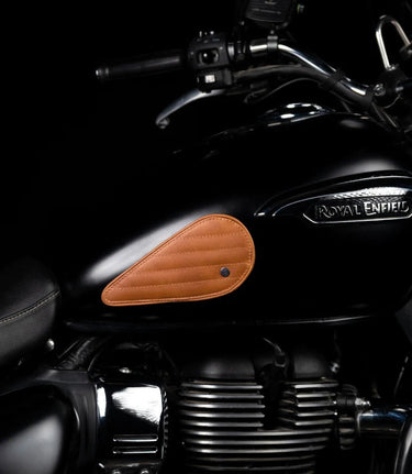 Tank Side Protectors - Tear Drop Stripes - Vintage Tan - cafetwin