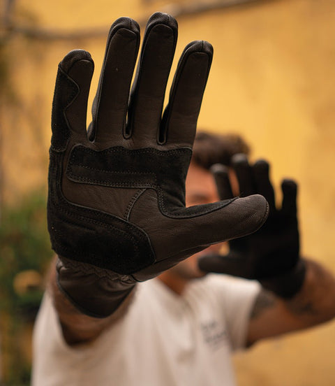 Guanti Moto con Protezioni Turtle Nero - cafetwin