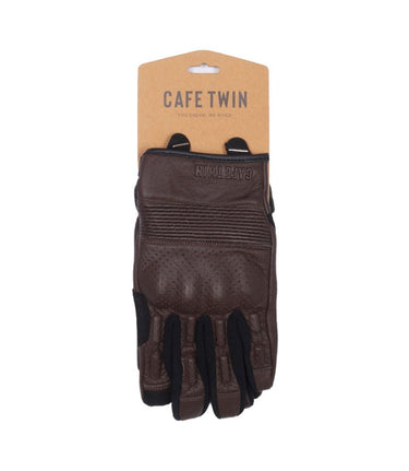 Guanti Moto Rapido Marroni Cafe Twin con Protezioni e Palm Slider - cafetwin
