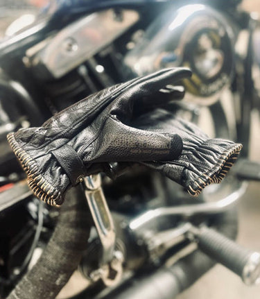 Vintage 13 1/2 Loud Ride Black Motorcycle Gloves - cafetwin