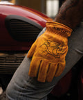 Guanti Moto Vintage Worker CT Giallo in Pelle - cafetwin