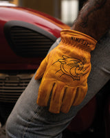 Gants Moto Vintage Worker CT Jaune en cuir - cafetwin