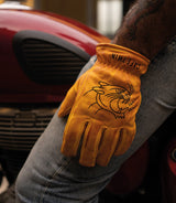 Guantes Moto Vintage Worker CT Amarillos de Cuero - cafetwin