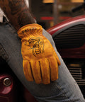 Guanti Moto Vintage Worker CT Giallo in Pelle - cafetwin