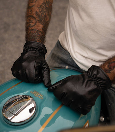 Vintage Worker CT Black Leather Motorcycle Gloves - cafetwin