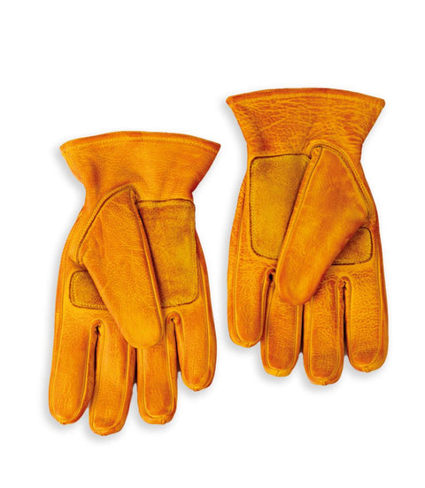 Guanto Moto Vintage Worker Giallo in Pelle - cafetwin